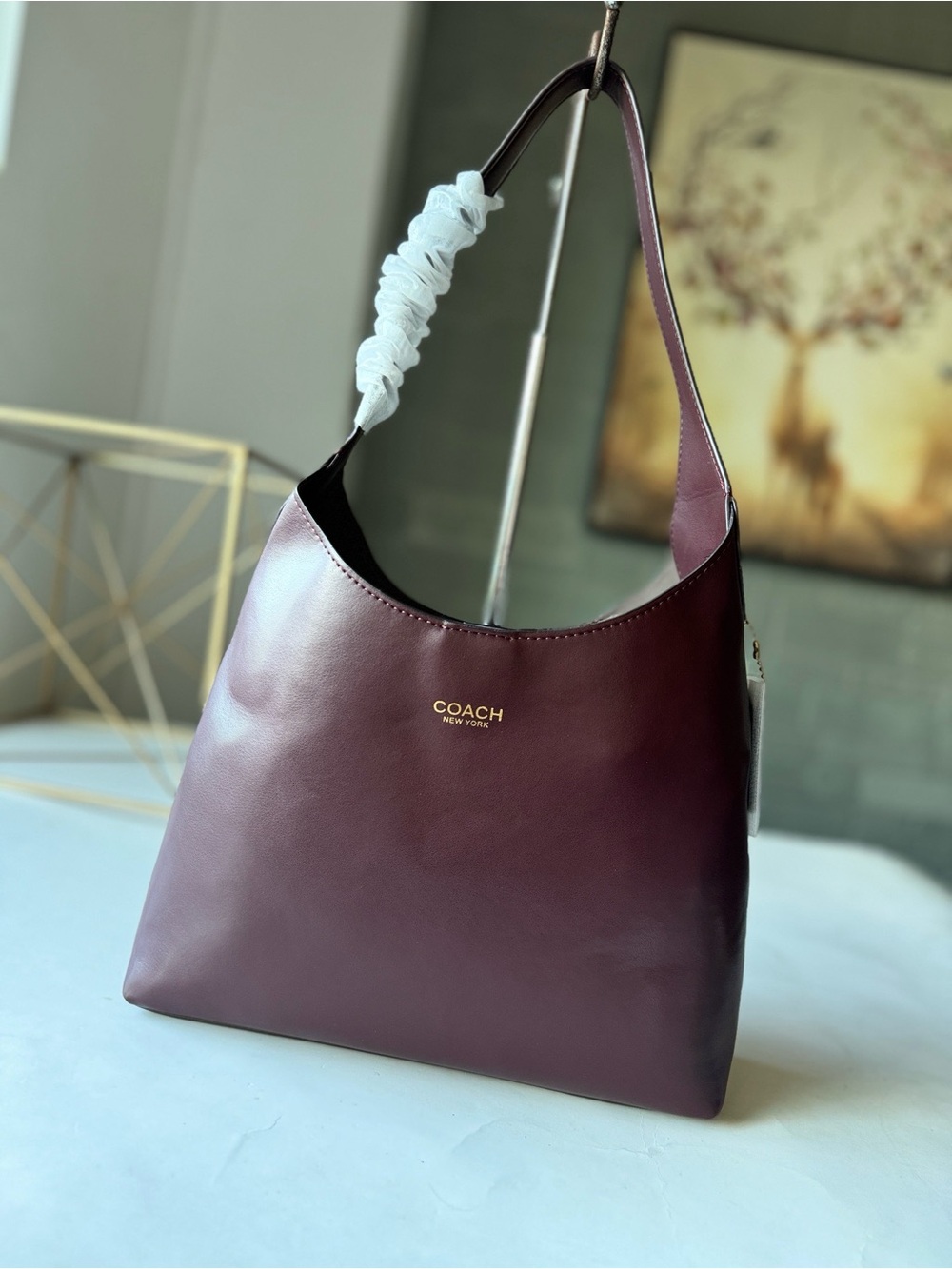 Coach Smooth Leather Shoulder Bag in Burgundy Size 28